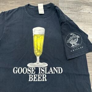 Vintage 90s Goose Island Beer Chicago Black Mens M Brewery Graphic T-Shirt EUC